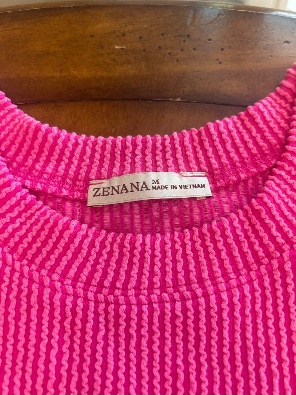 Zenana Outfitters Hot Pink Ribbed Lounge Top & Drawstring Pants Set - Picture 2 of 4